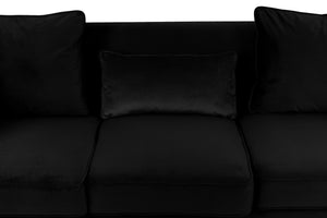 English Elm Bayberry Tufted Black Velvet 3 Piece Living Room Set with Nailhead Chrome Legs B061S00063