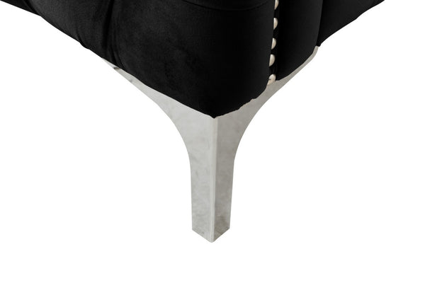 English Elm Bayberry Velvet Tufted Sofa with Chrome Legs Nailhead Trim Mid-century Living Room B06178252