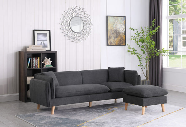 English Elm Brayden Low-profile Sectional Sofa with Chaise Pocket Coil Support for Living Rooms B06178016
