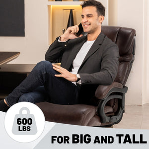 English Elm 500lbs Heavy Duty Executive Chair Wide Spring Seat Ergonomic High Back Home Office Brown W5201P418242