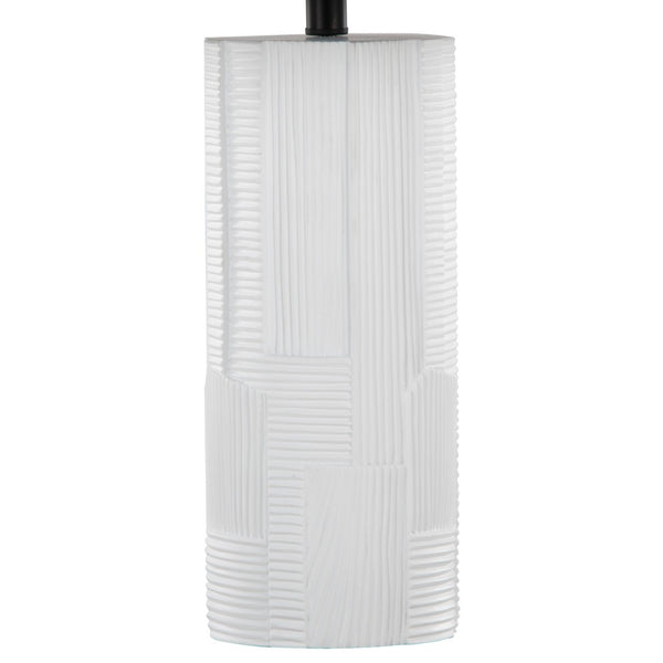 English Elm Petra Sculptural Cream Polyresin Table Lamp Set Glam Art Deco Black Linen Shade B202P224185