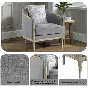 English Elm Fernando Chenille Accent Chair with Pocket Coil Cushion and Champagne Metal Detail B2726P433397