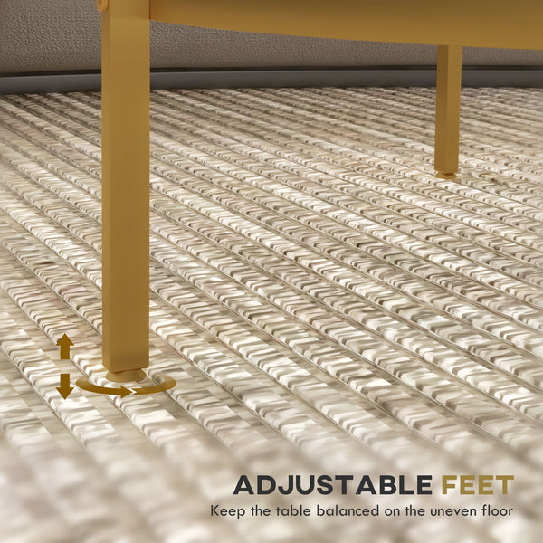 English Elm Homcom 36" Round Side Table With 2-Tier Glass Shelves And Gold Steel Frame For Stylish Living Spaces W2225P217454