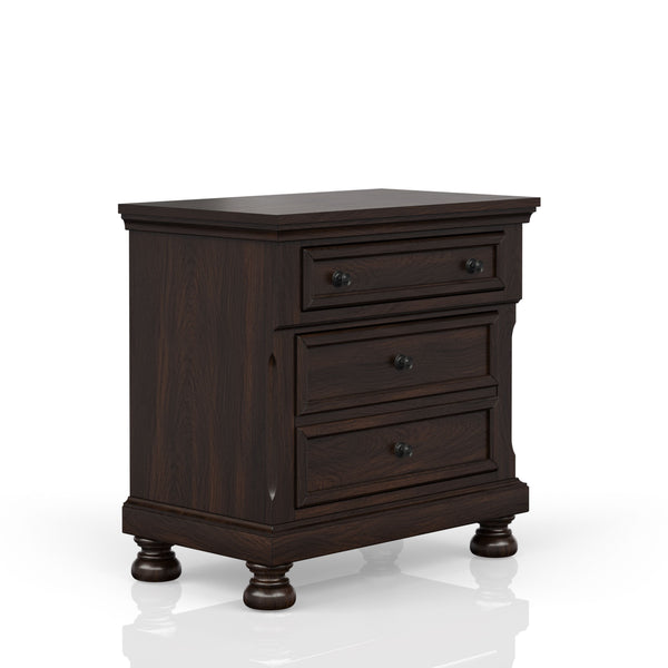English Elm Dark Cherry Transitional Nightstand with Two Drawers, Solid Wood & MDF, Dark Cherry Finish, Top Seller B2699P208282