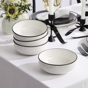 Lenox 24 Seven Porcelain Dinnerware Set White Glossy Black Rim Dishwasher Safe 12 Piece 896602