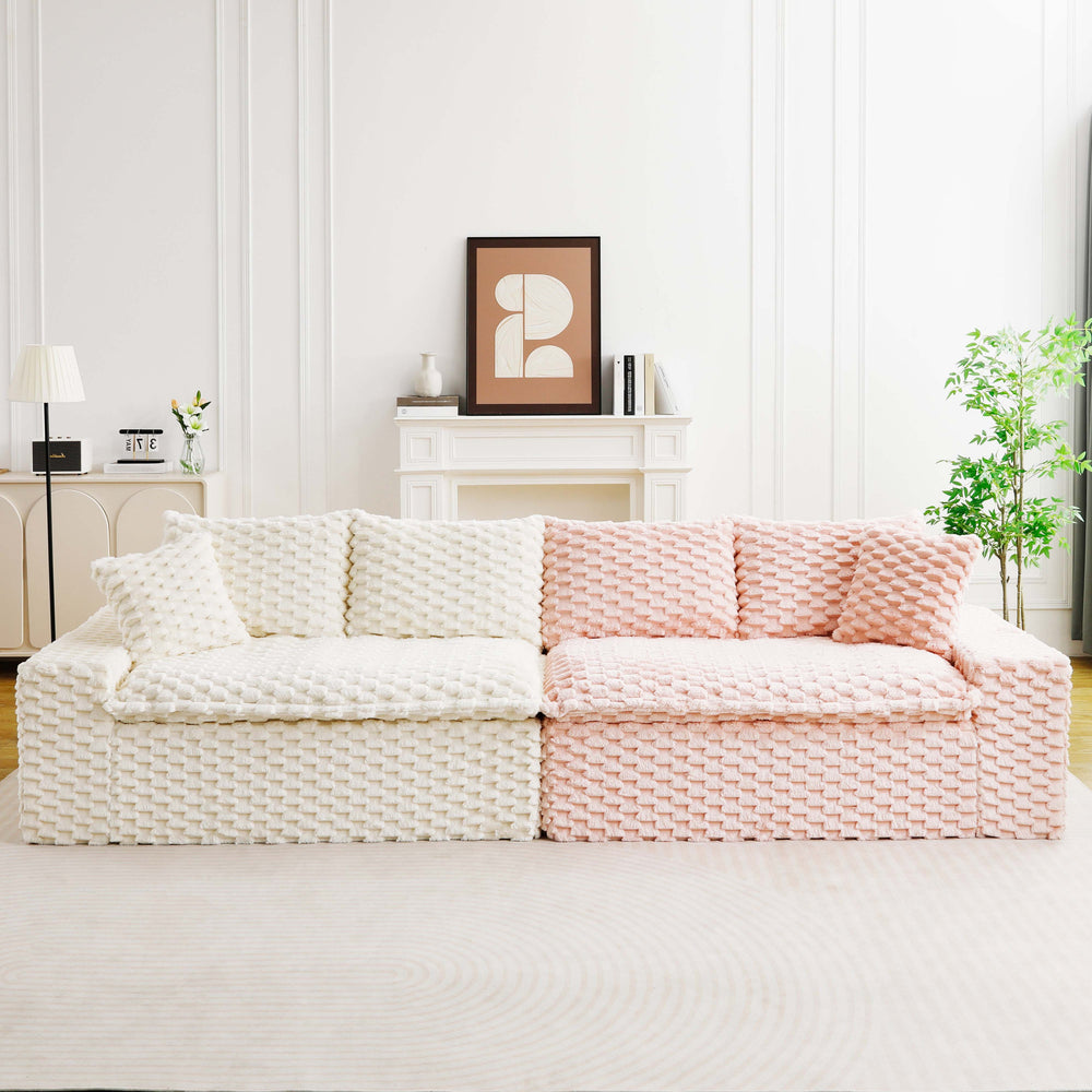 English Elm Luxury Color-Block Turtle Velvet Sofa - Versatile Modular Design For Stylish Living Room Comfort W3371S00044