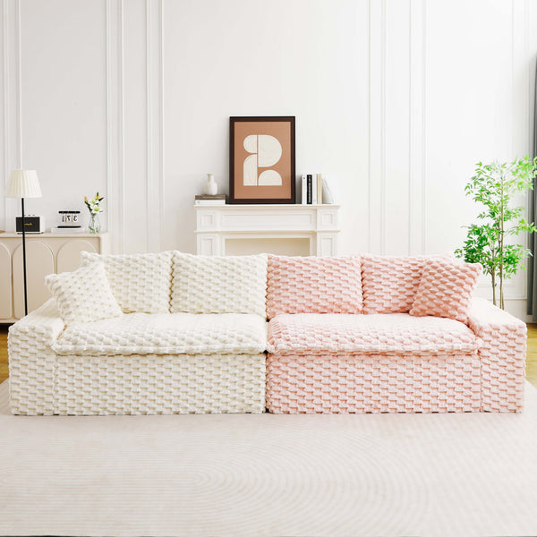 English Elm Luxury Color-Block Turtle Velvet Sofa - Versatile Modular Design For Stylish Living Room Comfort W3371S00044