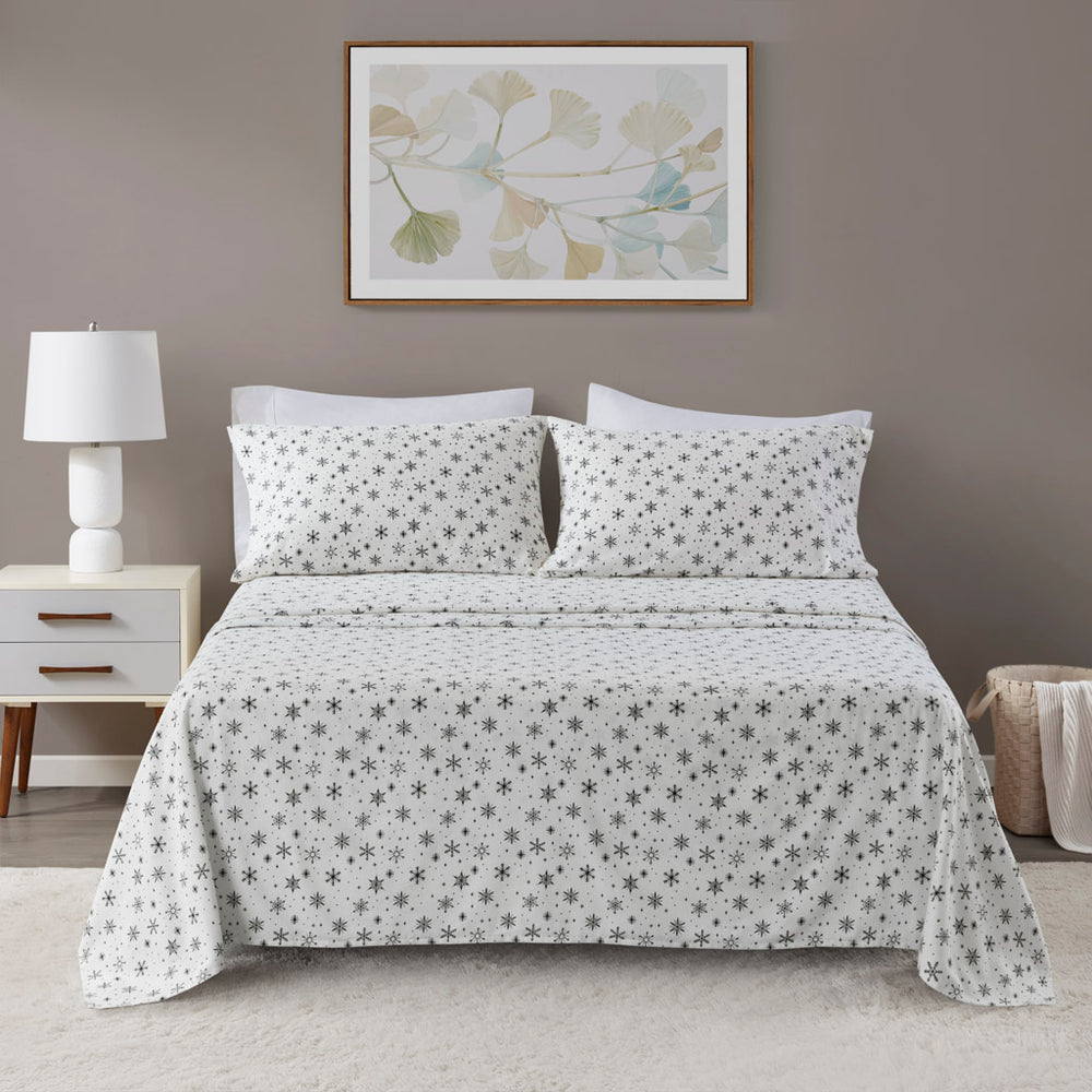 JLA Home Beautyrest - 4 Premium Cotton Flannel Sheet Set Oversized Deep Pocket 4-Piece OEKO-TEX Soft Warm Plush Comfort BR20-4671