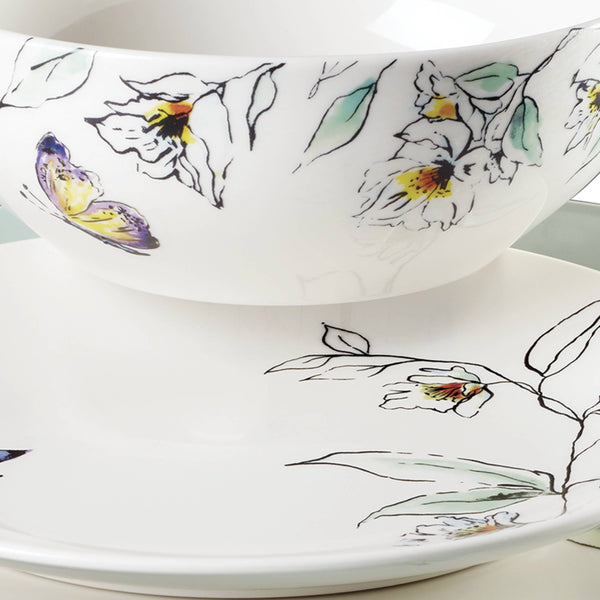 Lenox Botanica Oneida 365 Porcelain Dinnerware Set Sage Floral Sketch Serves Four Daily 896648