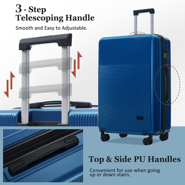 English Elm Luggage 5 Piece Hardside Abs Set with Front Access Carry on and Tsa Spinner Wheels Blue N732P391579C