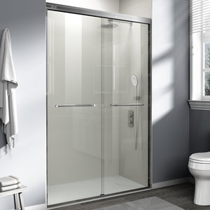 English Elm 44-48 in Semi-frameless Bypass Sliding Shower Door Tempered Glass Alcove Enclosure Brushed Nickel W1573P239434