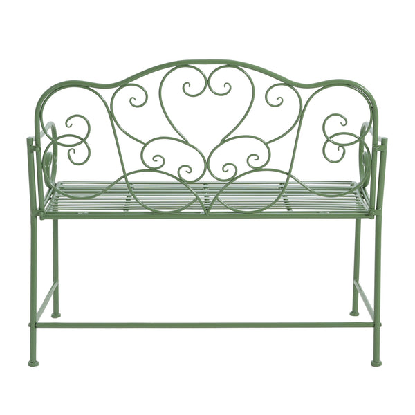 English Elm Christopher Knight Home® - Sunnydaze Iron Garden Bench with 41" Spacious Seating for Two, Timeless Elegant Outdoor Seating Design Matte Green N775P206861G