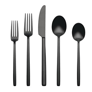 Lenox Dean 20 Piece Stainless Steel Flatware Set with Satin Finish for Modern Dining Tables and Everyday Use Black 896761
