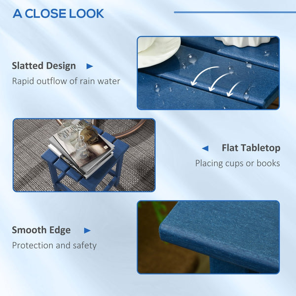 English Elm Outsunny Adirondack Side Table - Weather-Resistant 15" Hdpe Patio Table For Outdoor Spaces, Blue W2225P174462-GIGA