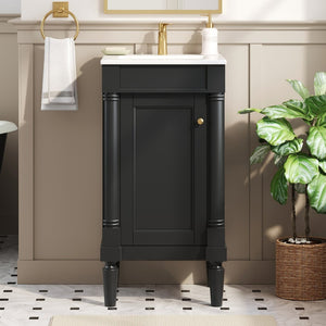 English Elm 18" French Style Vanity with Ceramic Sink Soft Close Door and Adjustable Shelf Black N710P415332B