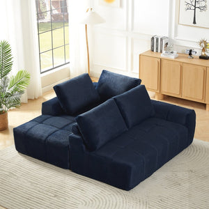 English Elm Faux Fur Tufted Oversized Sectional Plush Sleeper Sofa for Living Room Lounge W2339S00061