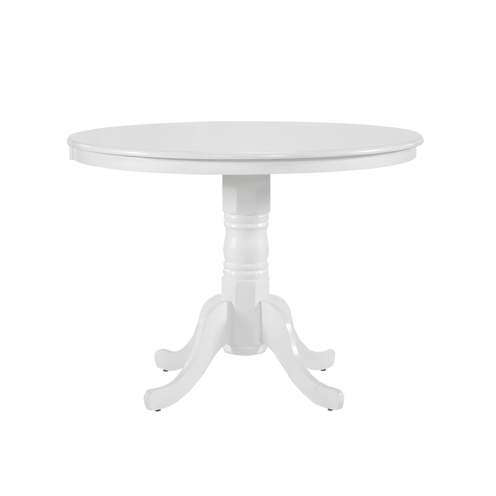 English Elm White Round Dining Table 39" Dia x29" Pedestal Farmhouse Accent Table Crisp White Finish Casual Charm B011S01375