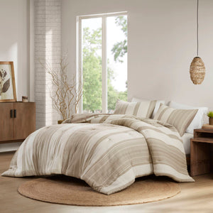 JLA Home Woolrich - Comforter Oversized 3-Piece Set with Cotton Gauze Face, Plush Poly-Fill, Waffle Texture & OEKO-TEX Quality Tan WR10-4051