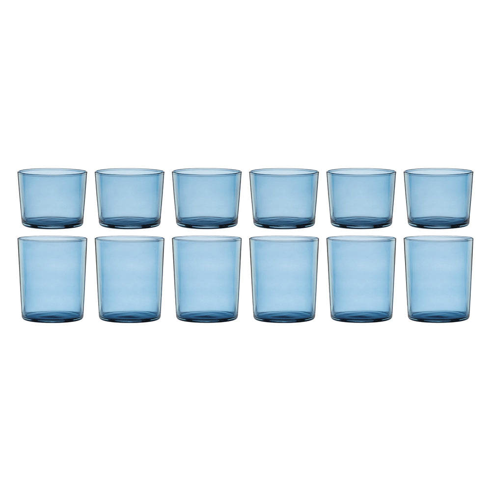 Lenox Stackables Blue Tinted Crystal Glass Set of 12 Dishwasher Safe Entertaining Drinkware 896823