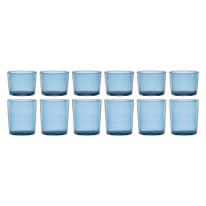 Lenox Stackables Blue Tinted Crystal Glass Set of 12 Dishwasher Safe Entertaining Drinkware 896823