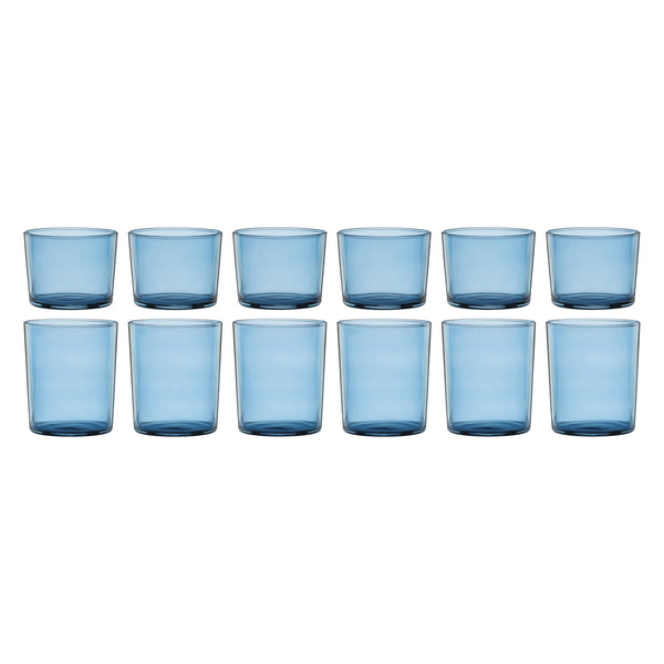 Lenox Stackables Blue Tinted Crystal Glass Set of 12 Dishwasher Safe Entertaining Drinkware 896823