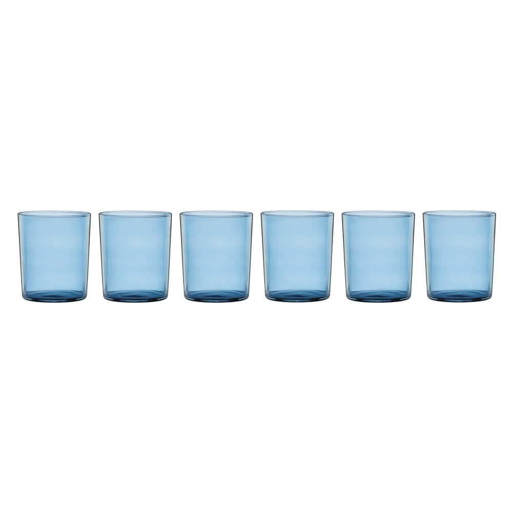 Lenox Stackables Blue Tinted Crystal Glass Set of 12 Dishwasher Safe Entertaining Drinkware 896823