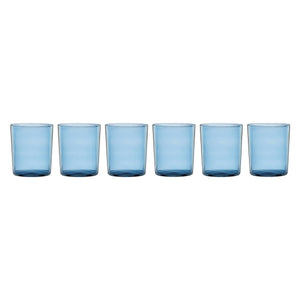Lenox Stackables Set of 6 Blue Crystal Drinking Glasses Space Saving Dishwasher Safe 896826