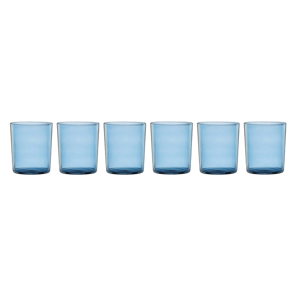 Lenox Stackables Set of 6 Blue Crystal Drinking Glasses Space Saving Dishwasher Safe 896826