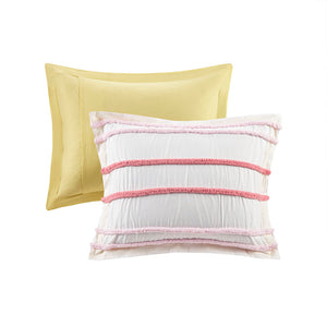 JLA Home Urban Habitat Kids - Cotton playful chenille-trim duvet set with yellow reverse, antimicrobial finish, machine washable comfort 88 L x 88 W x 0.13H UHK12-0173