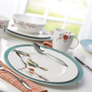 Lenox Chirp Porcelain Dinnerware Set with Watercolor Birds and Botanical Branch Motif 896843