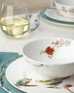Lenox Chirp Porcelain Dinnerware Set with Watercolor Birds and Botanical Branch Motif 896843