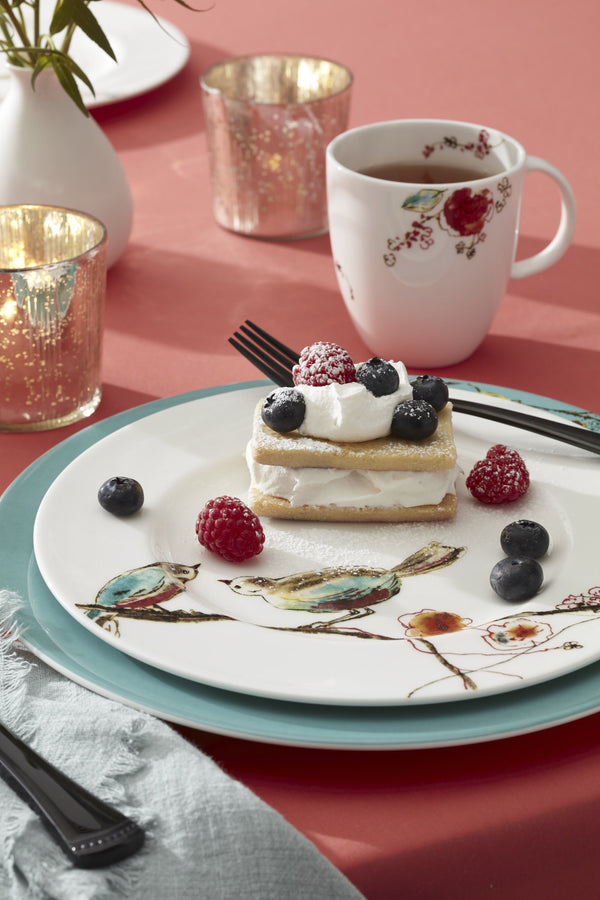 Lenox Chirp Porcelain Dinnerware Set with Watercolor Birds and Botanical Branch Motif 896843