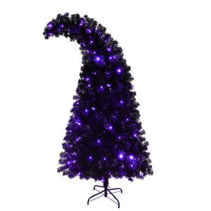 English Elm 6FT Black Artificial Christmas Tree with 250 LED Orange & Purple Lights, 900 Tips, UV-Resistant Indoor Decor PX283441AAA