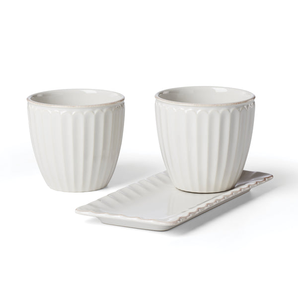 Lenox French Perle Scallop Stoneware Herb Pots Aged Tea Stain Farmhouse Kitchen Set 896914