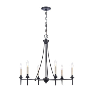 Solomon 28'' Wide 6-Light Chandelier - Matte Black 89697/6 Elk Lighting