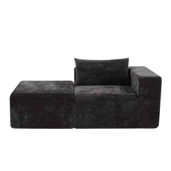 English Elm Christopher Knight Home® - 107" Compressed Sectional Sofas - Luxurious Modular Black Corduroy For Stylish, Cozy Living Spaces N771P346765H_N771P346766H