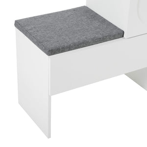 English Elm On-Trend 2-In-1 Shoe Cabinet With Soft Cushion & Arched Doors – Modern Storage Bench For Entryway, White N721P245716K-GIGA