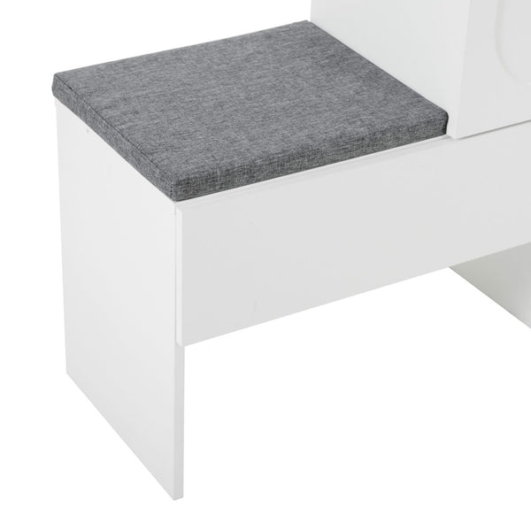 English Elm On-Trend 2-In-1 Shoe Cabinet With Soft Cushion & Arched Doors – Modern Storage Bench For Entryway, White N721P245716K-GIGA
