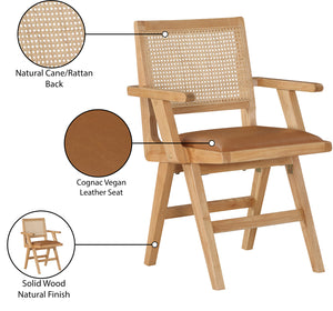 Abby Cognac Vegan Leather Dining Arm Chair 896Cognac-AC Meridian Furniture