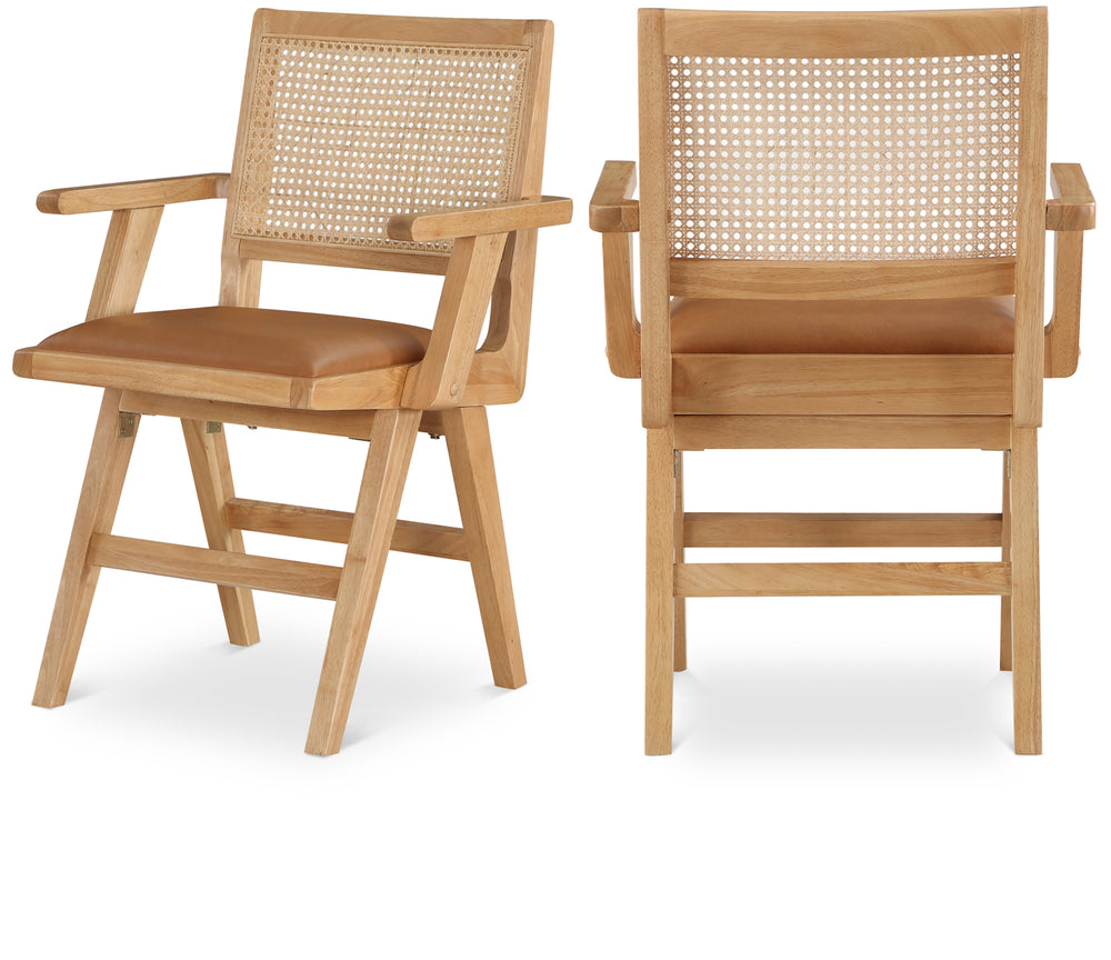 Abby Cognac Vegan Leather Dining Arm Chair 896Cognac-AC Meridian Furniture