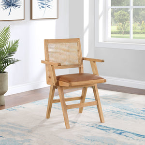 Abby Cognac Vegan Leather Dining Arm Chair 896Cognac-AC Meridian Furniture