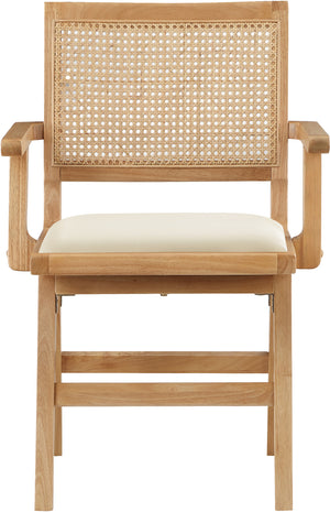 Abby Cream Vegan Leather Dining Arm Chair 896Cream-AC Meridian Furniture