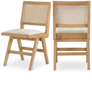 Abby Cream Vegan Leather Dining Side Chair 896Cream-SC Meridian Furniture