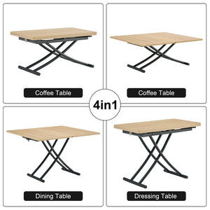 English Elm Table and Chair Set Adjustable Height Mdf Wood Grain Top with Four Pu Seats W1151S03991