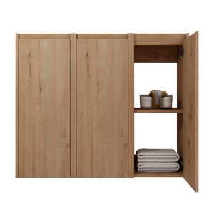 English Elm 36" Bathroom Side Cabinet Wall-Mounted With 3 Soft-Close Doors, Reversible Hinges, Scratch-Resist Finish W999S00220