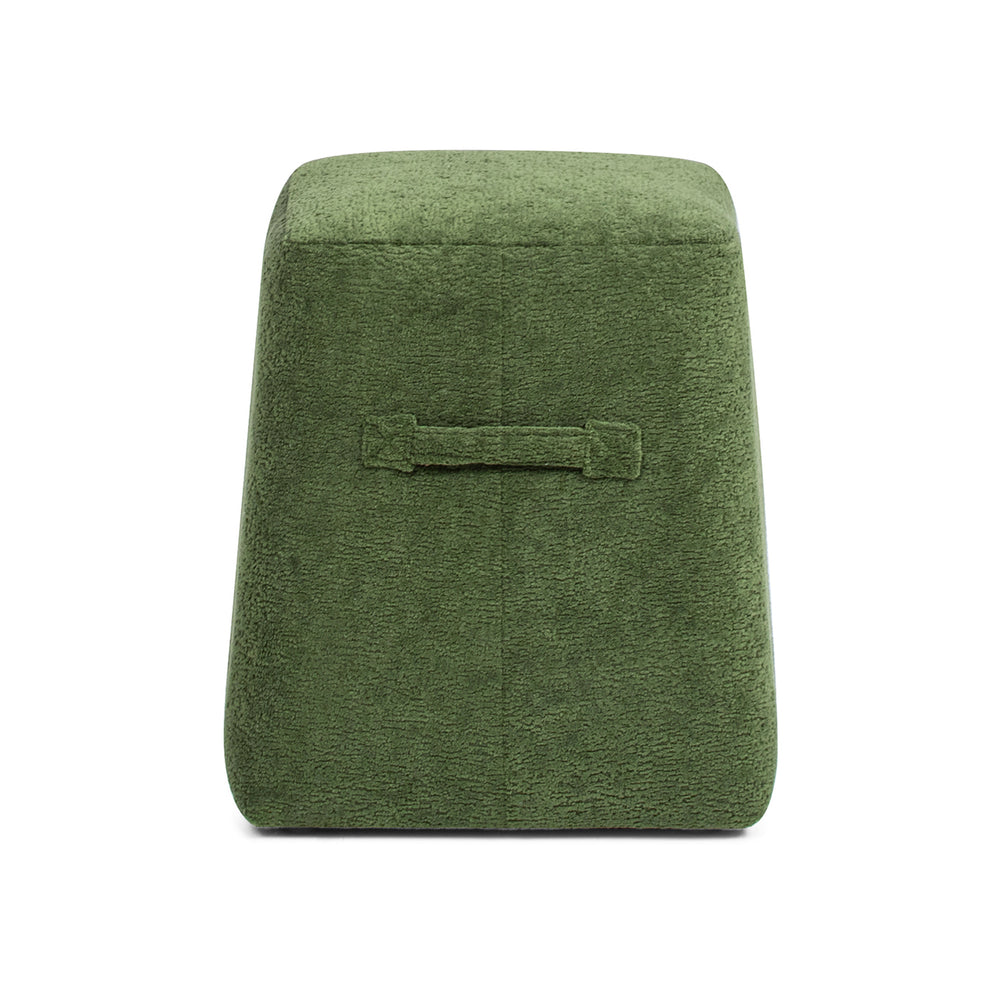 English Elm Jennifer Taylor Home - Clyde 14" Tapered Square Upholstered Ottoman in Spice Fleece Teddy Fabric — Compact Cozy Footrest and Seat Green B2719P269258