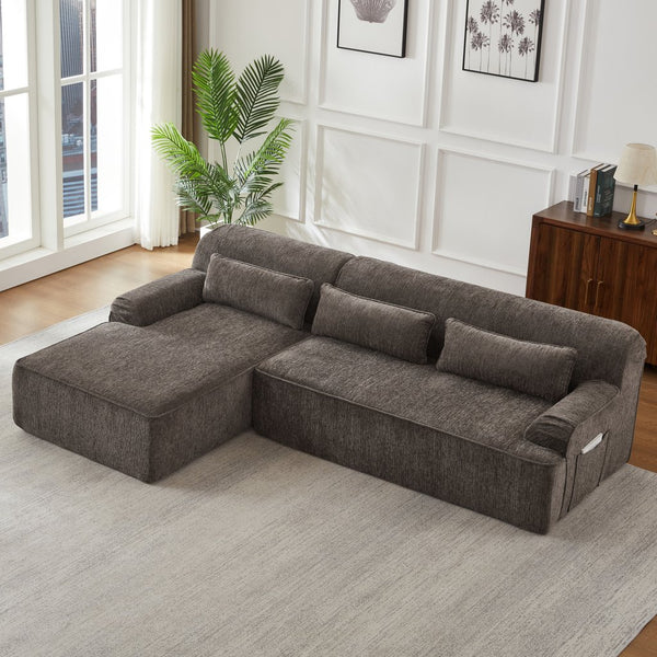 English Elm Chenille Oversized L-Shape Luxury Sectional Sofa - Minimalist, Comfy Sleeper Couch For Stylish Spaces W2339S00066