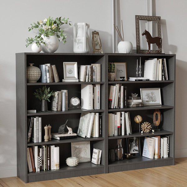 English Elm Grey 4-Shelf Modern Bookcase - Stylish Storage For Bedroom, Living Room, Or Office - Durable & Adjustable T3623P379655