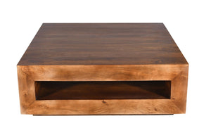 English Elm Solid Wood Handcrafted Square Coffee Table with Storage for Modern Living Rooms B024P304063