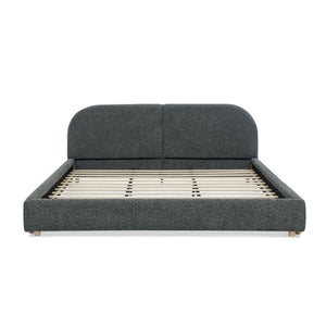 English Elm King Platform Bed Fully Upholstered in Plush Chenille with Low Profile Modern Frame Dark Gray W487S00474